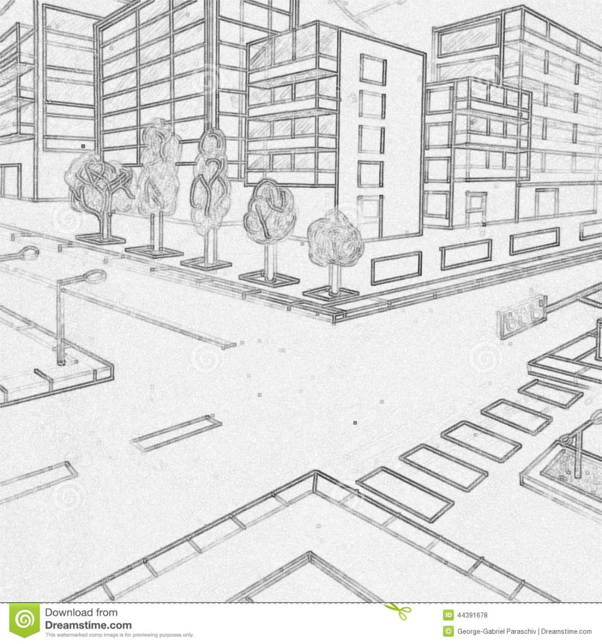 Макет города карандашом