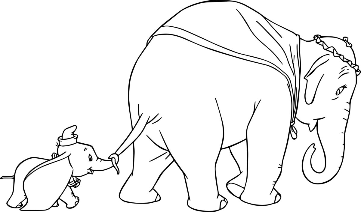 Раскраска слон и Слоненок