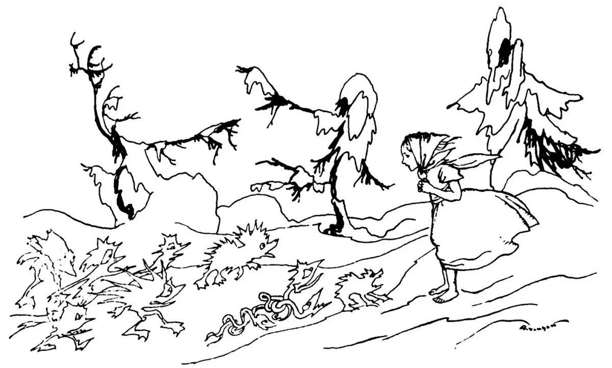 Герда и Кай Снежная Королева raskraska