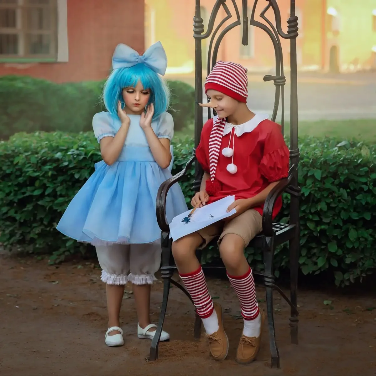 Буратино и Пьеро раскраска