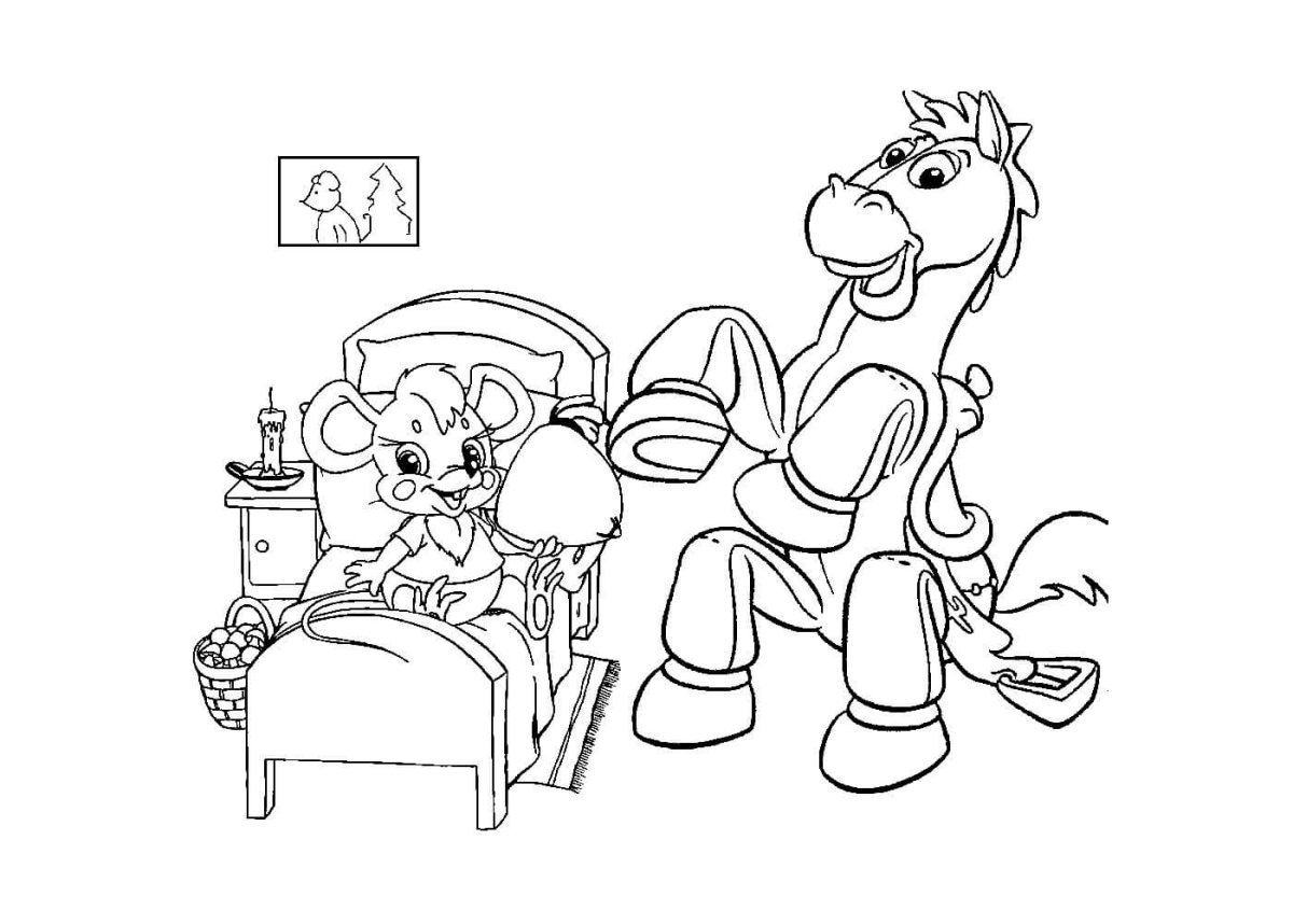 Глупый мышонок раскраска