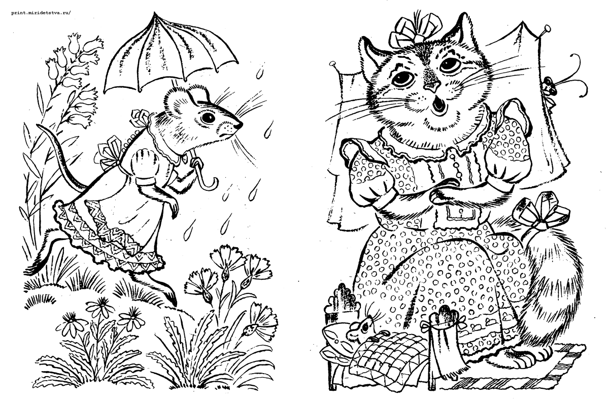 Раскраска по сказке глупый мышонок с.Маршак