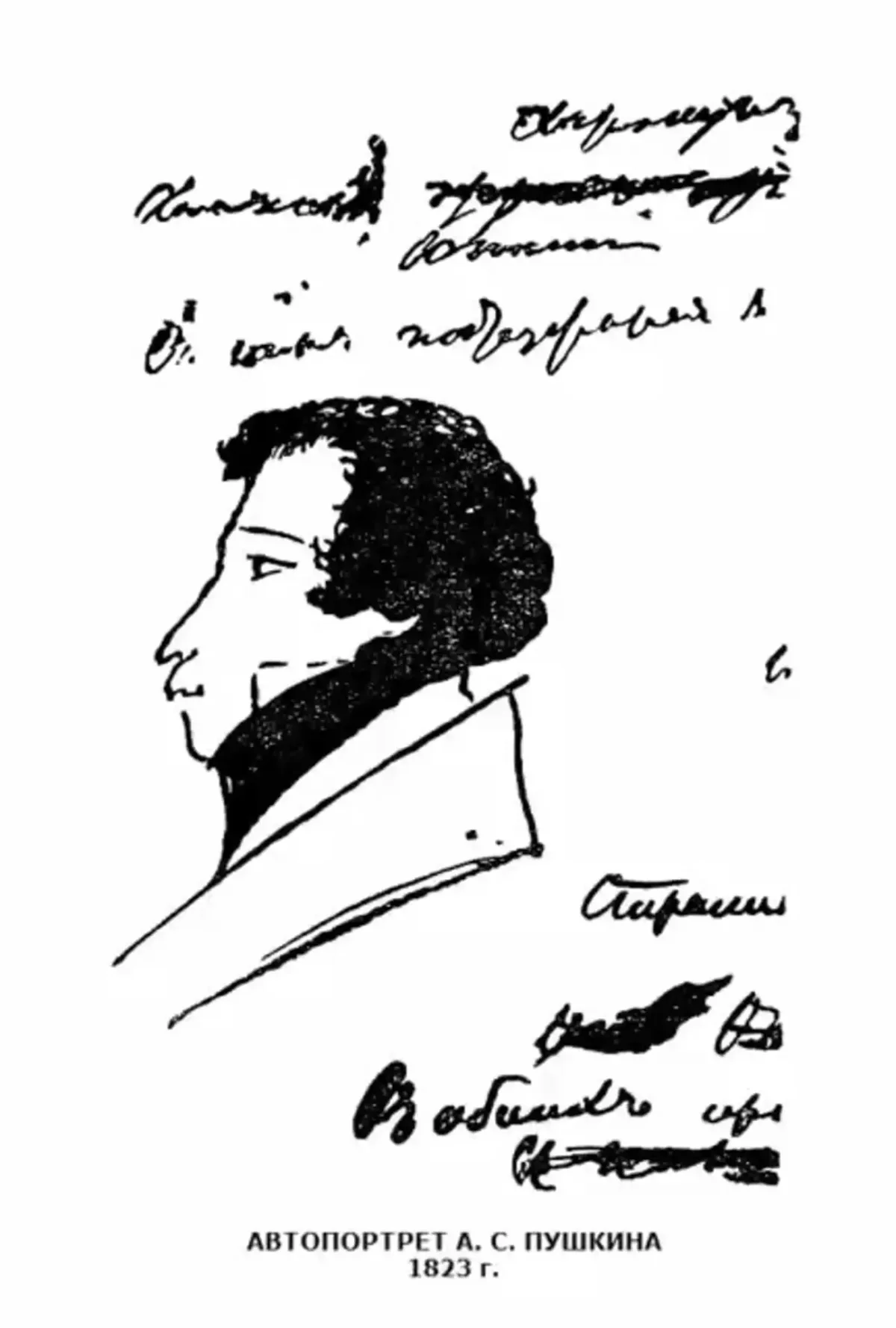 Автопортреты Пушкина на полях его рукописей