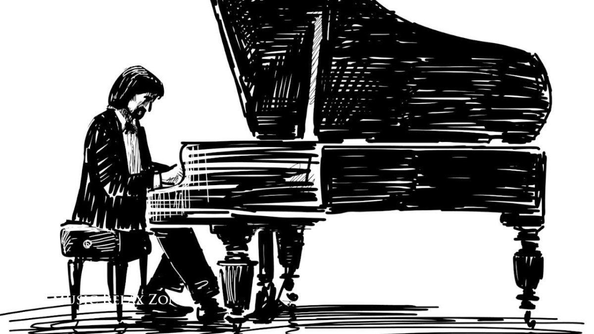 Рояль с музыкантом силуэт