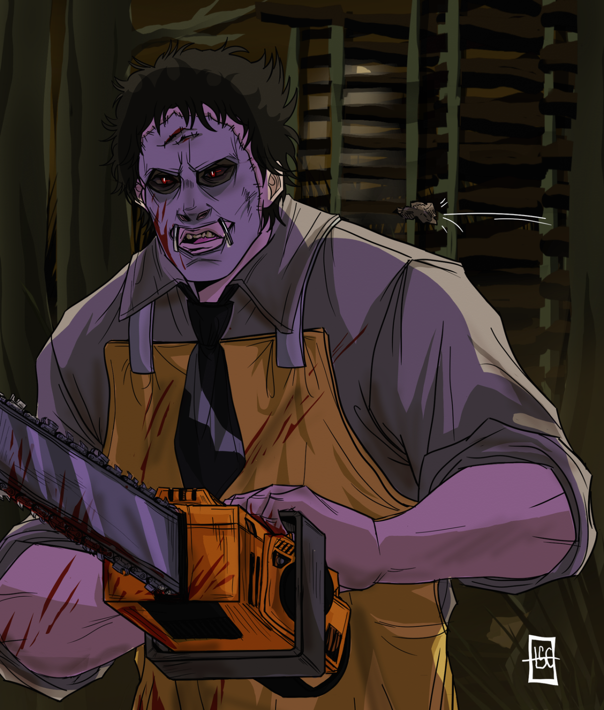 Кожанное лицо чёрно белое