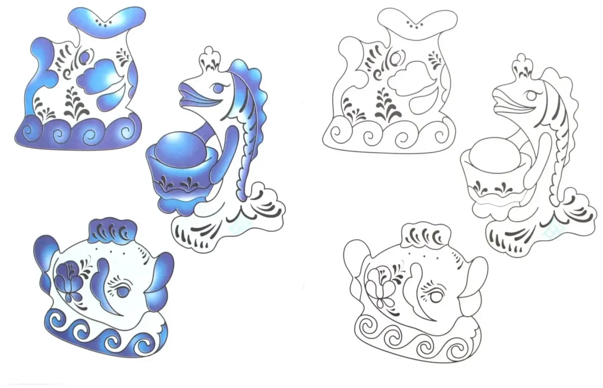 Кувшин квасник гжельской росписи