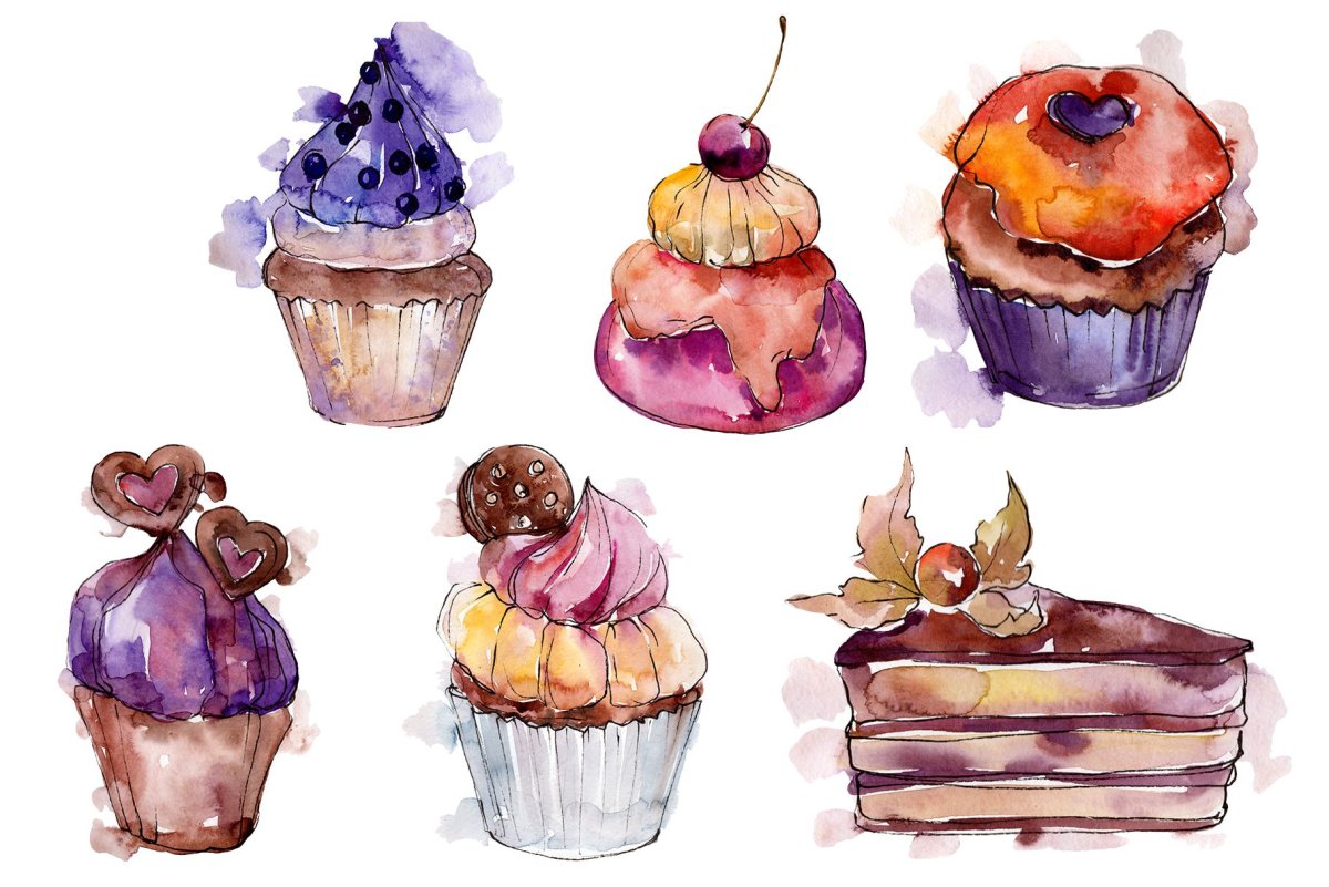 Десерт акварель