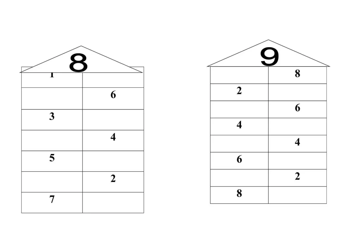 Числовые домики состав числа 9