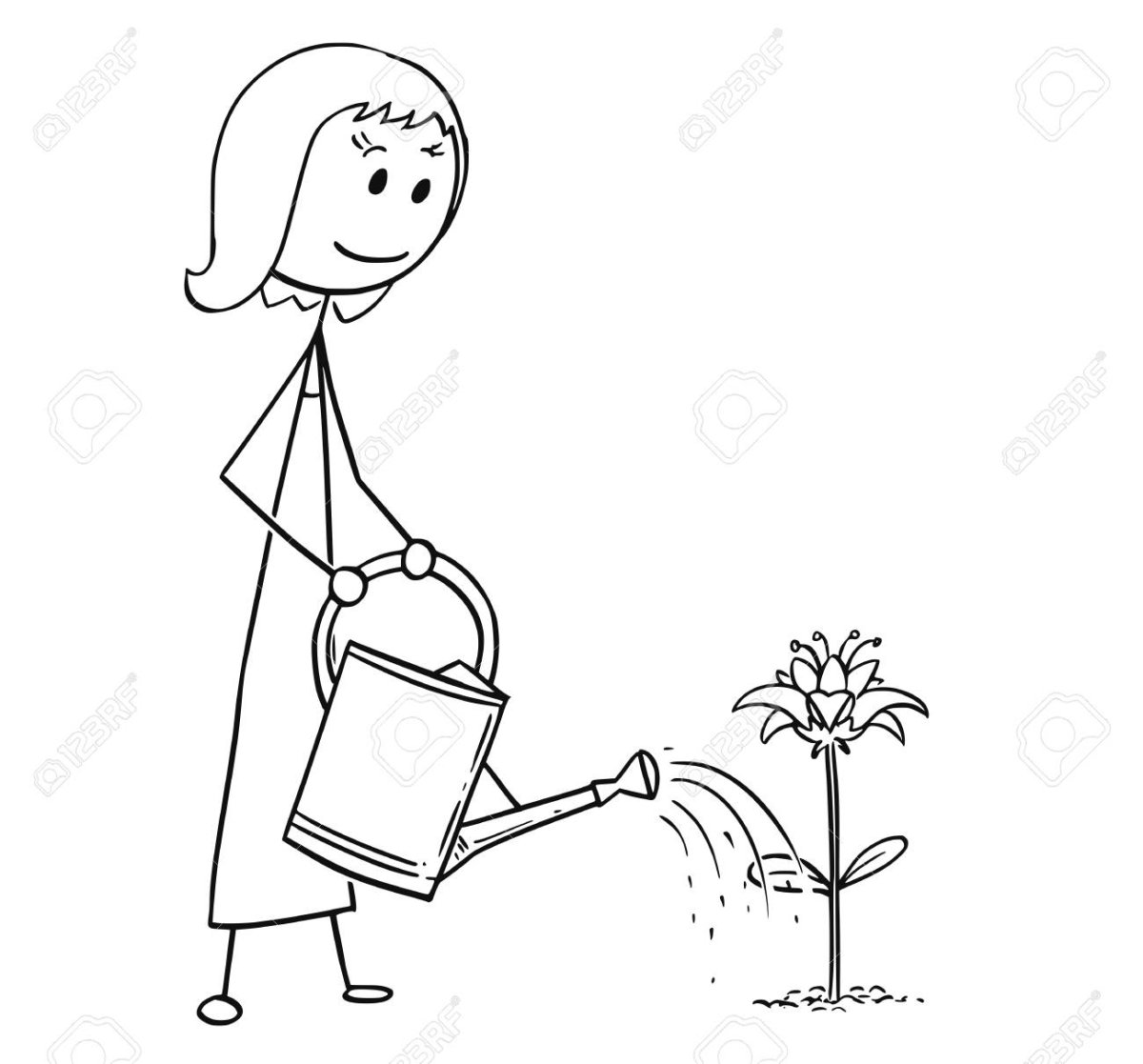 Садовница с лейкой раскраска