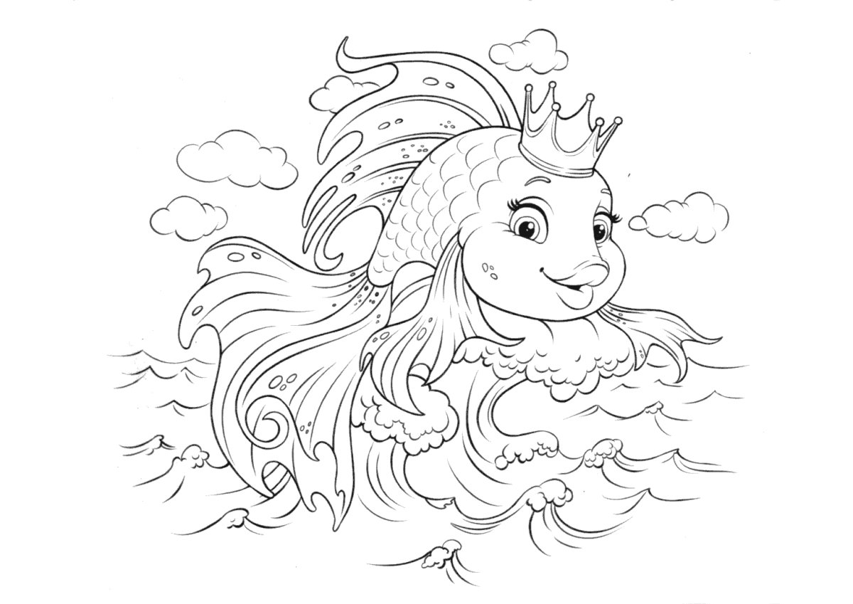 Раскраска по сказке о рыбаке и рыбке