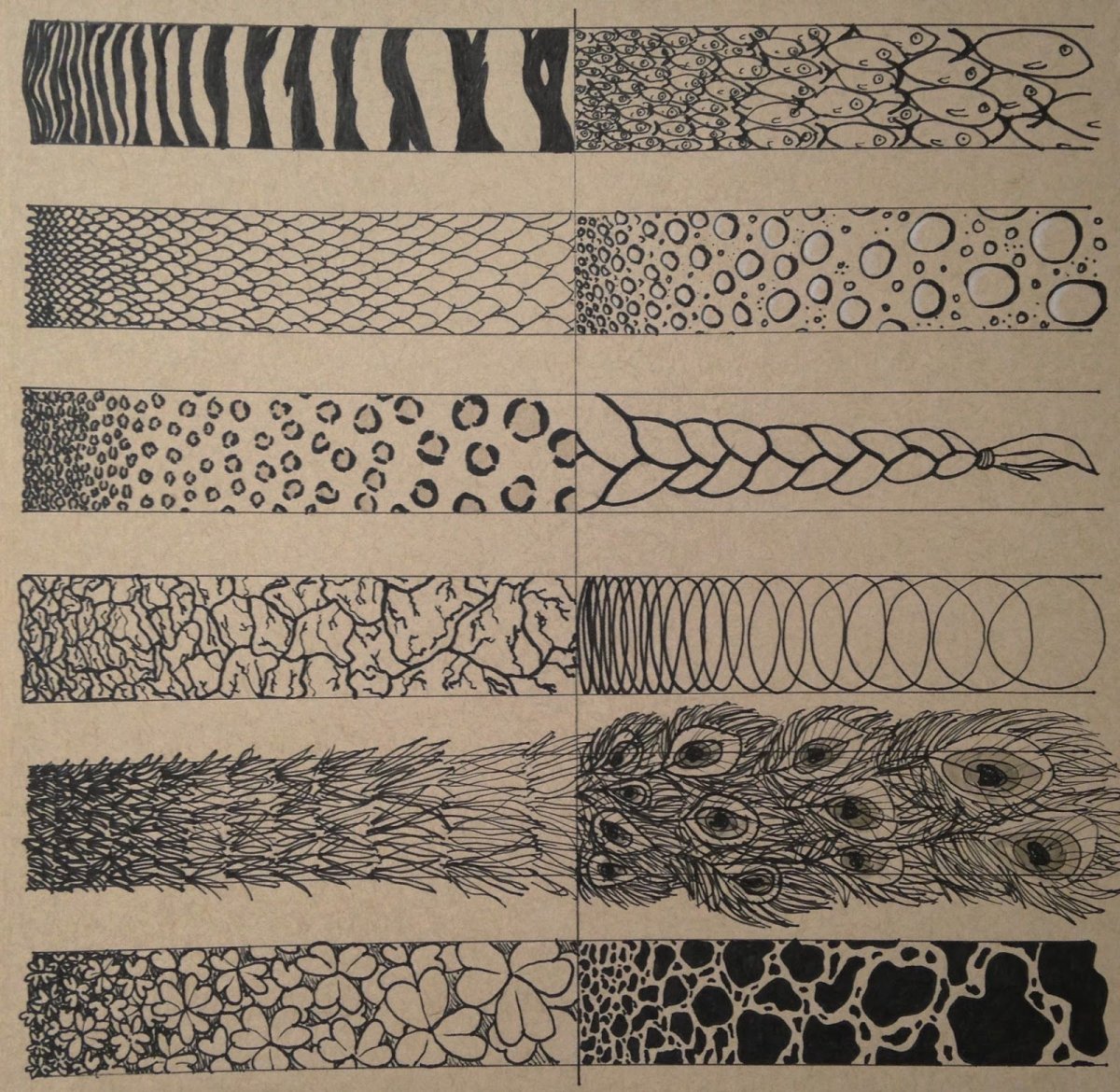 Фактуры тушь перо