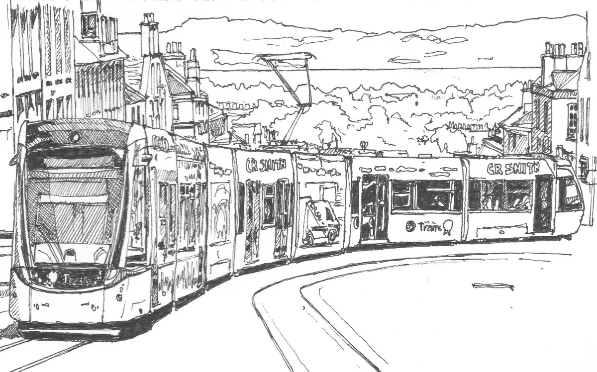 Трамвай рисунок для детей
