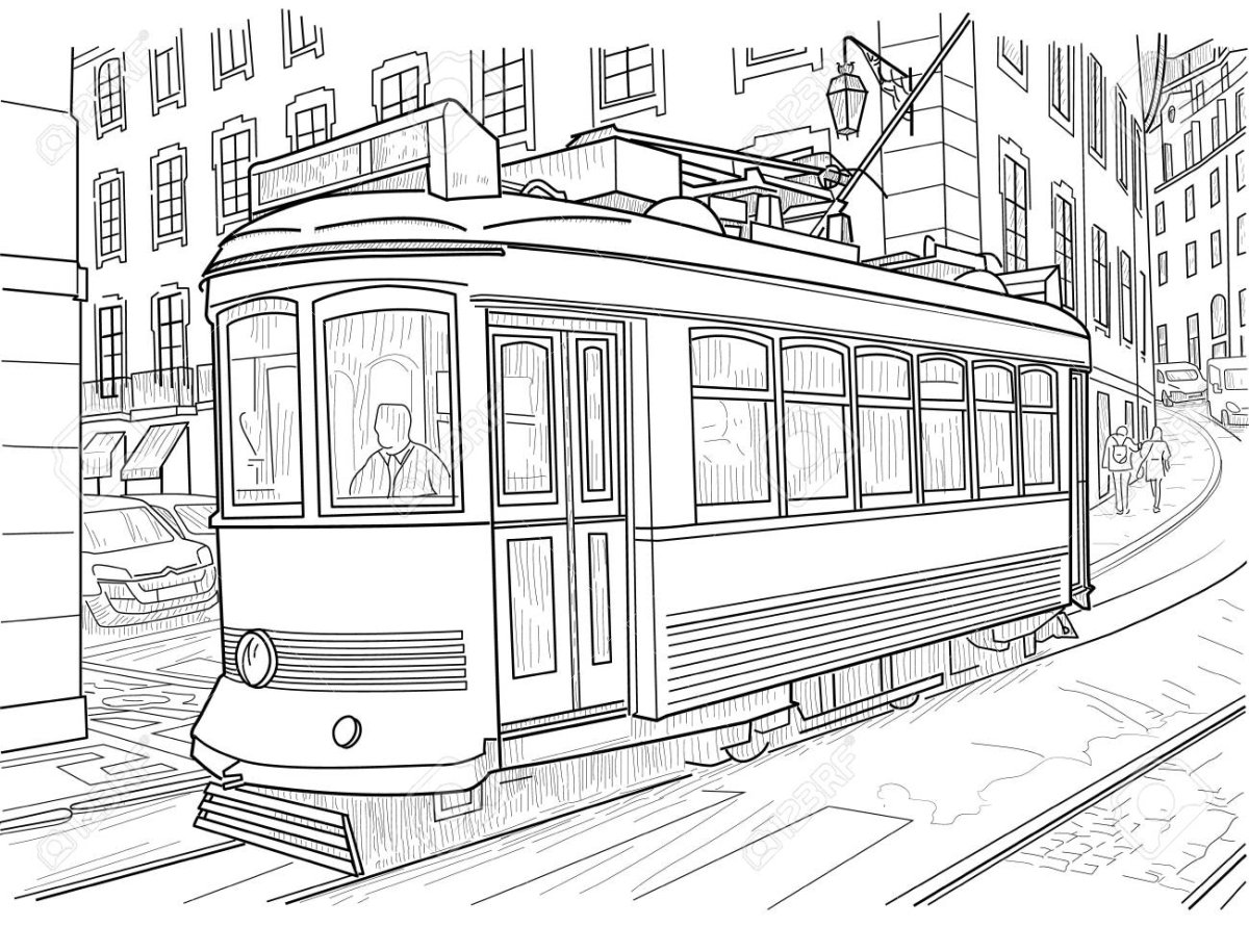 Трамвай раскраска