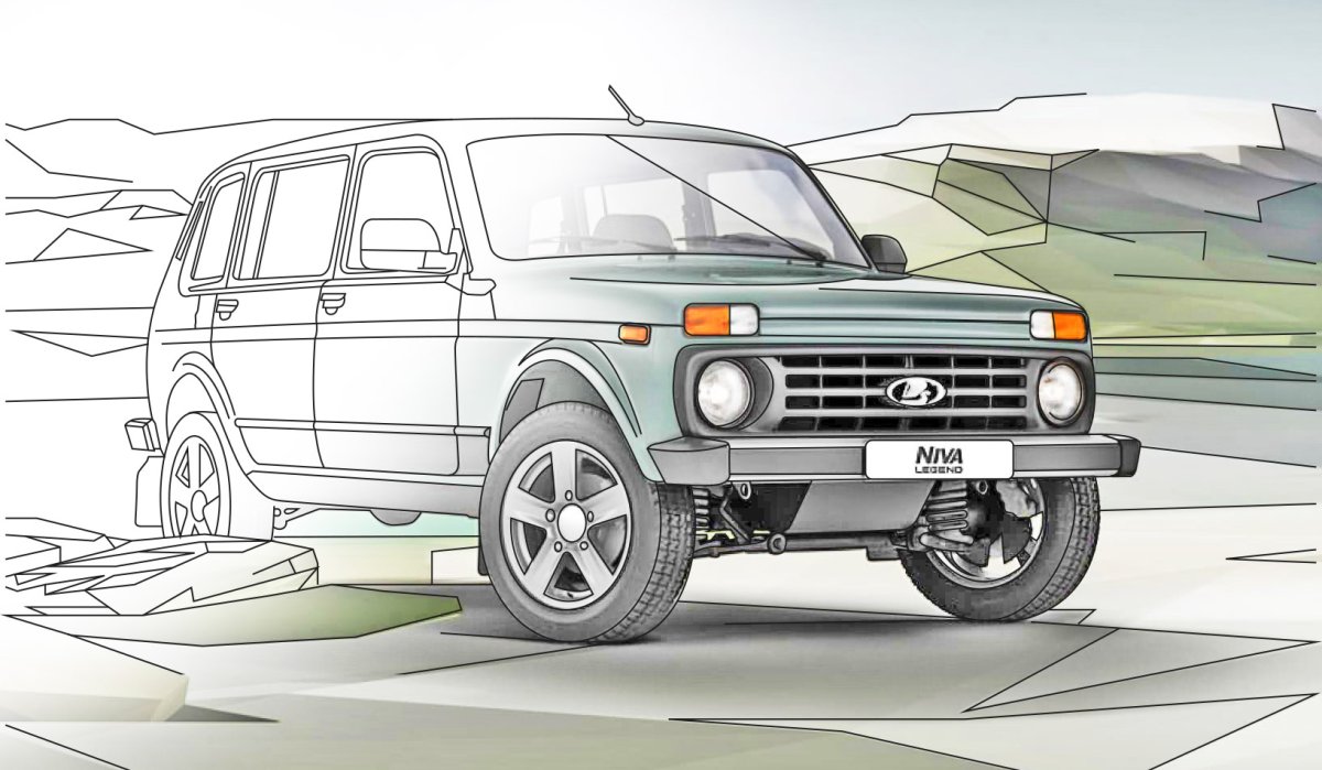 Niva 2121 спереди вектор