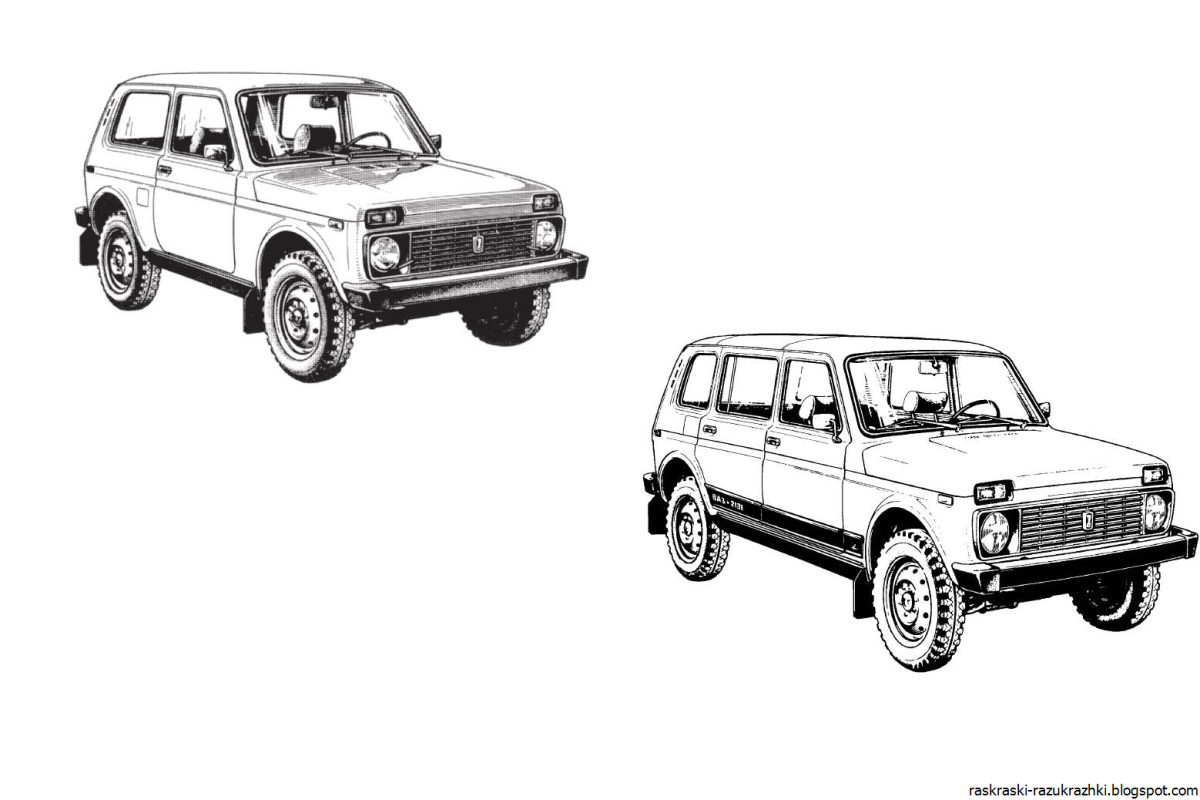 Нива 2121 вид сбоку контур