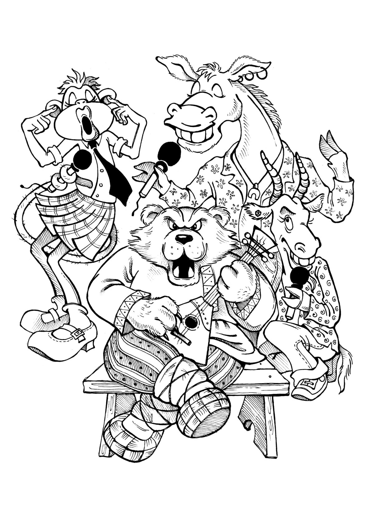 Квартет басня Крылова раскраска