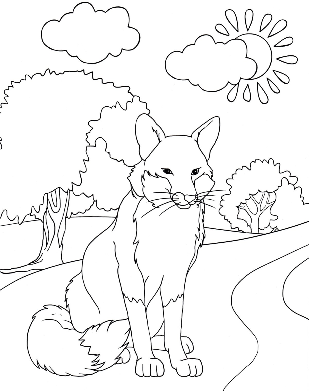 Лисичка раскраска для детей