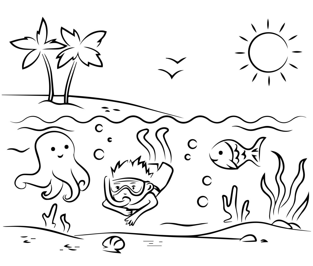 Лето раскраска для детей