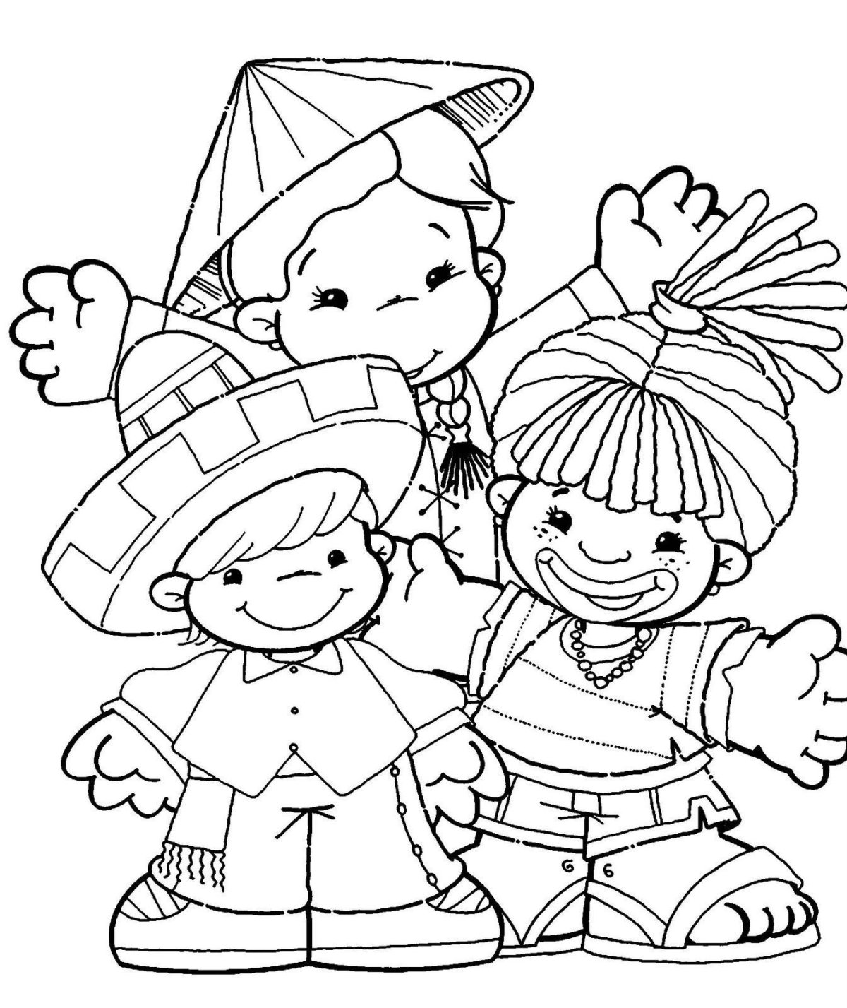 Раскраска Дружба народов для детей