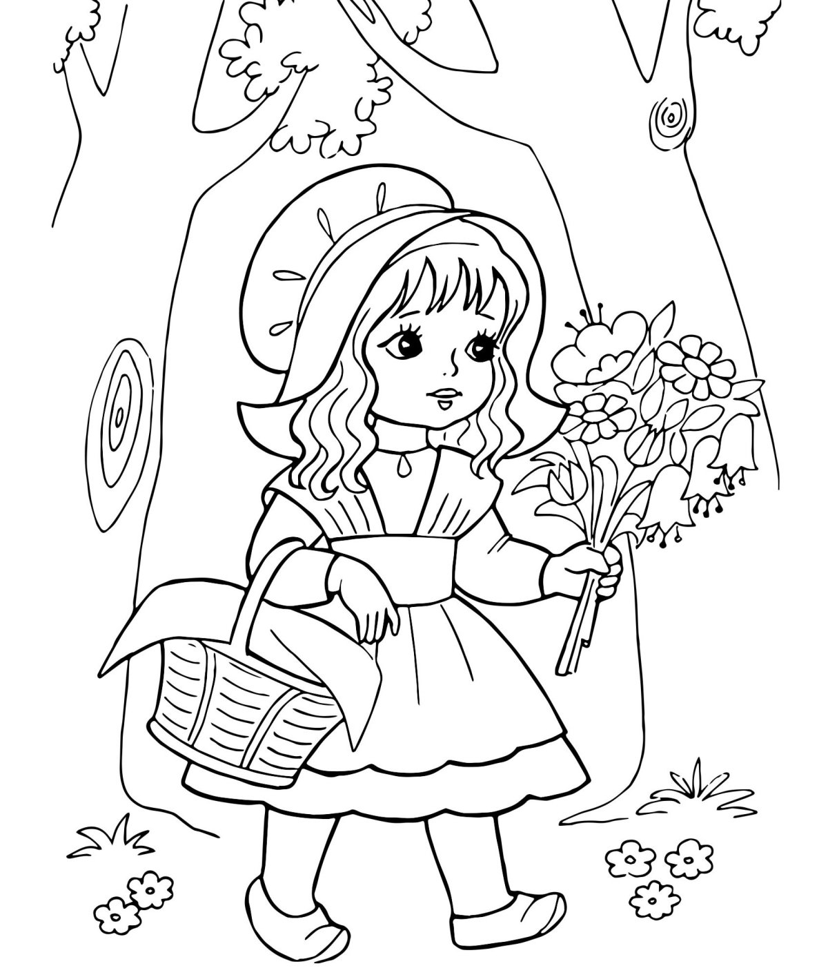 Картинки к сказке красная шапочка для детей раскраска