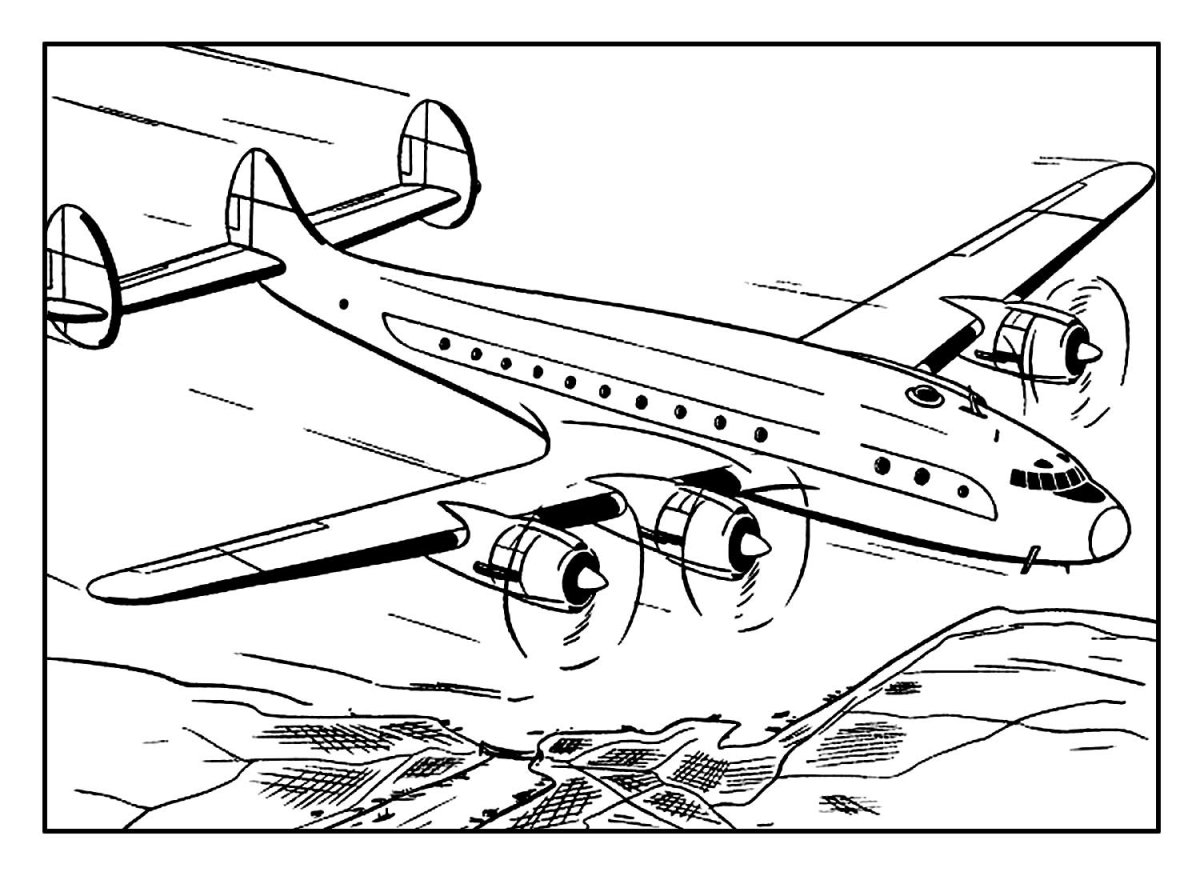 Раскраска самолет с винтом