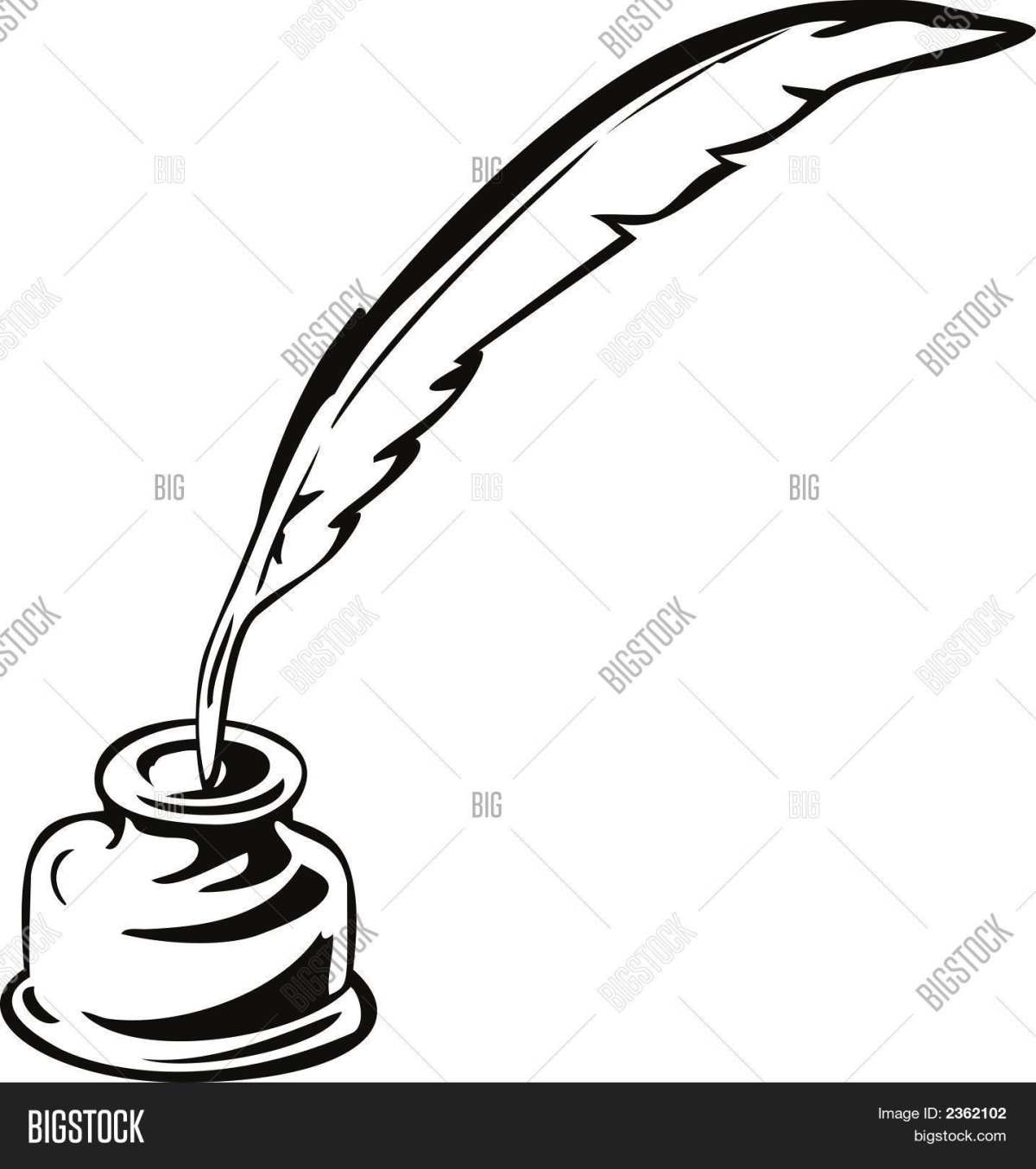 Черно белое перо и чернильница