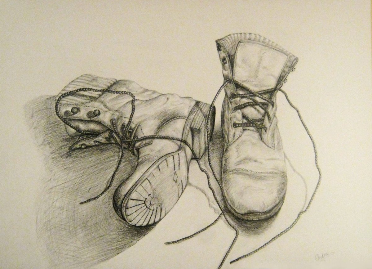 Лапти рисунок карандашом