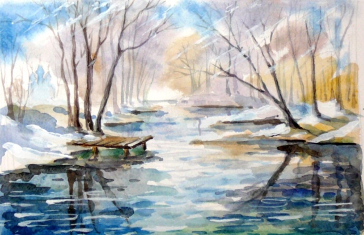 Раскраска Речной пейзаж