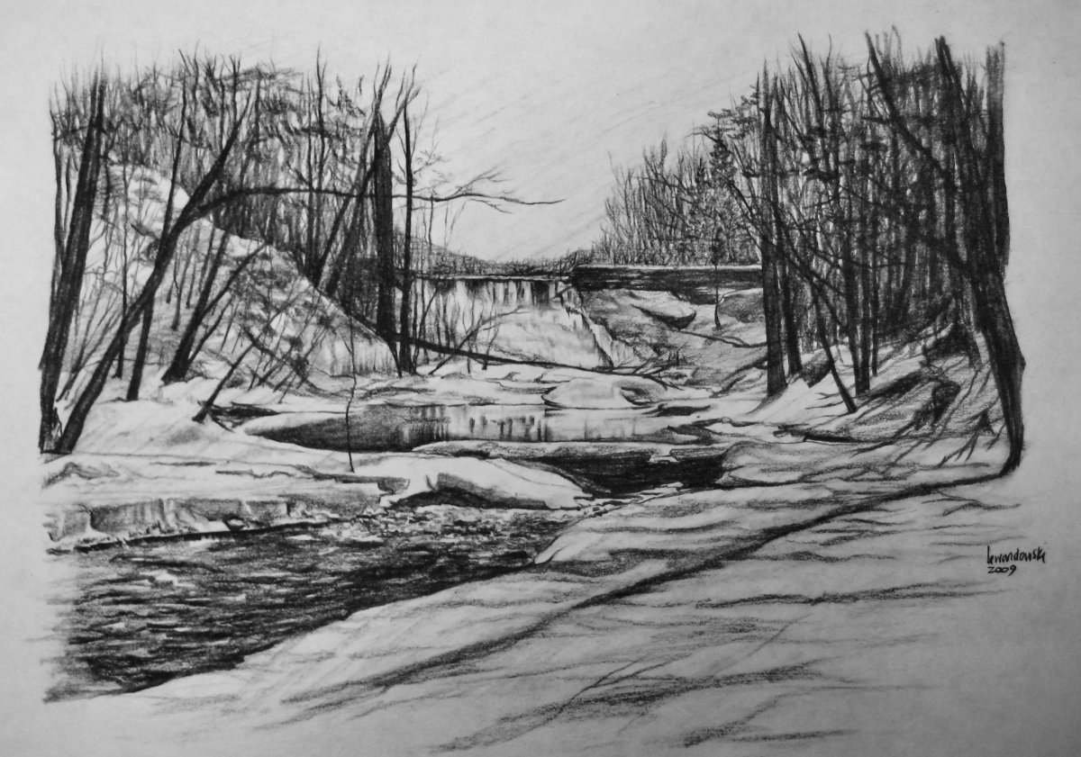 Зимний пейзаж раскраска