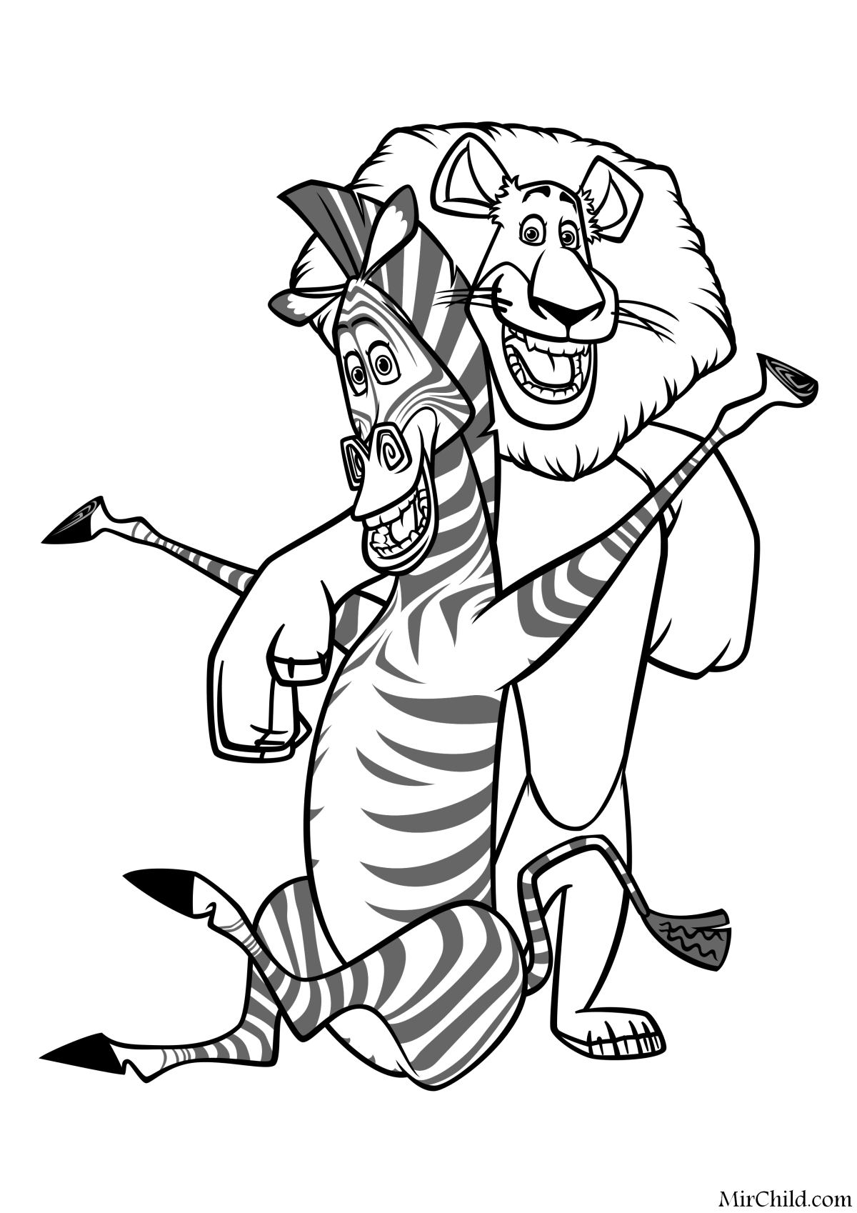 Зебра раскраска для детей