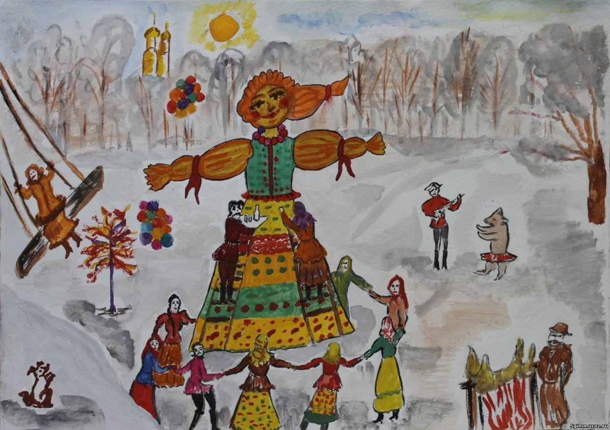 Раскраска хоровод на масленицу