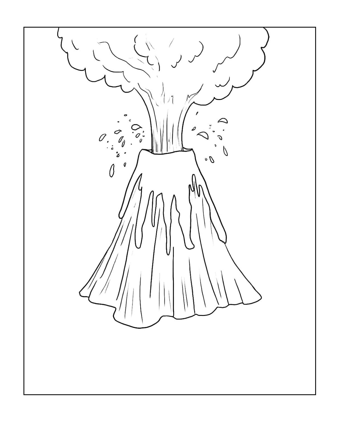 Извержение вулкана раскраска