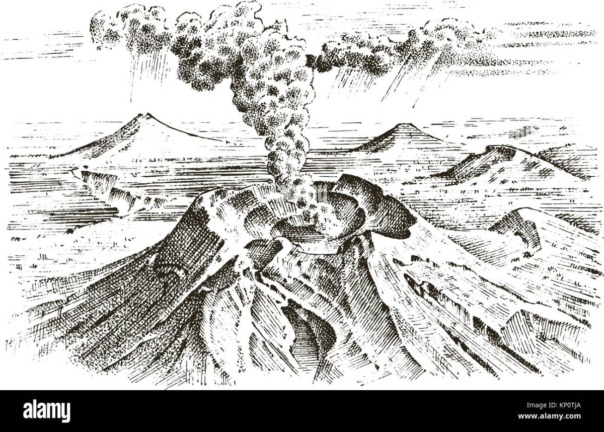 Макет извергающегося вулкана шаблон