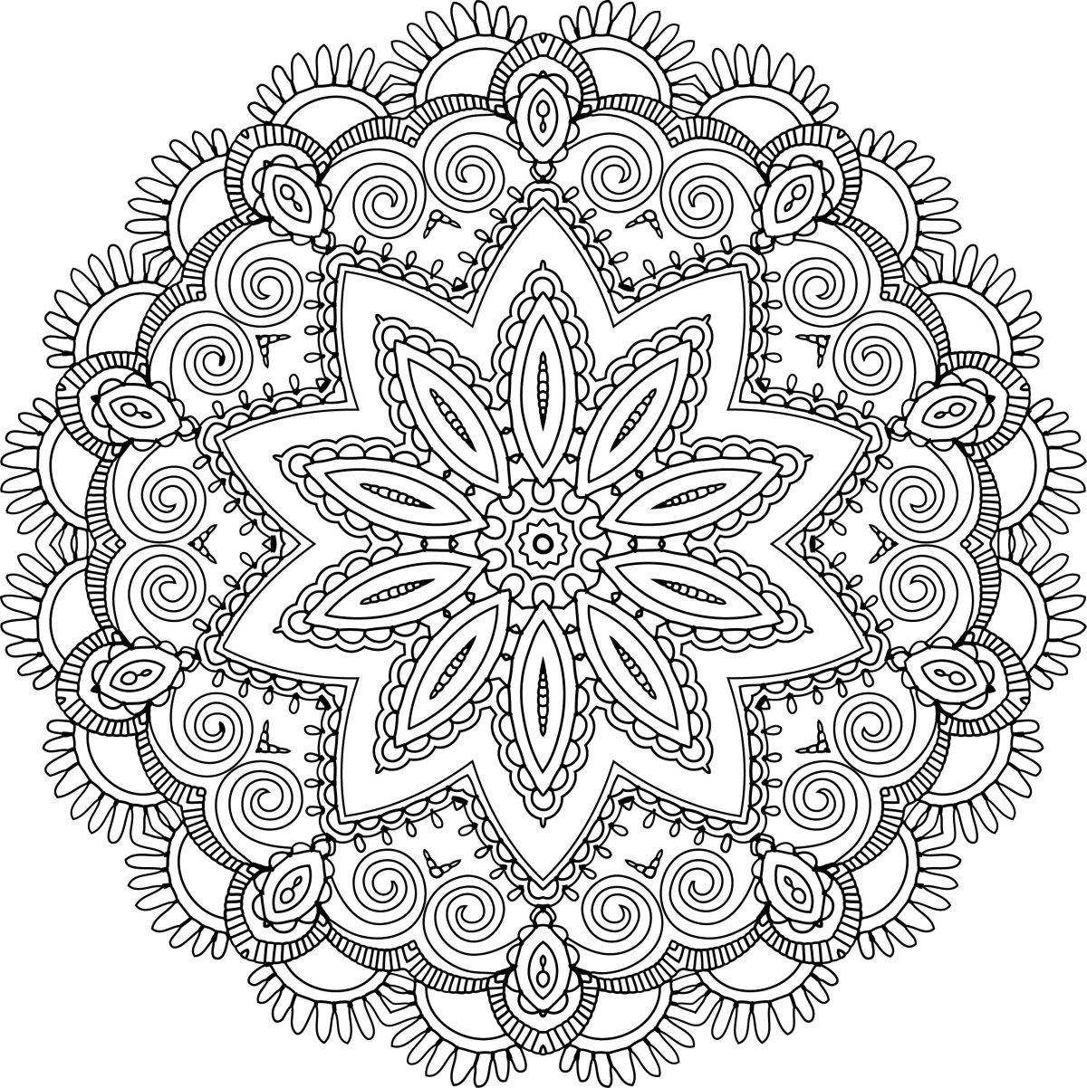 Узоры павлопосадских платков для раскрашивания