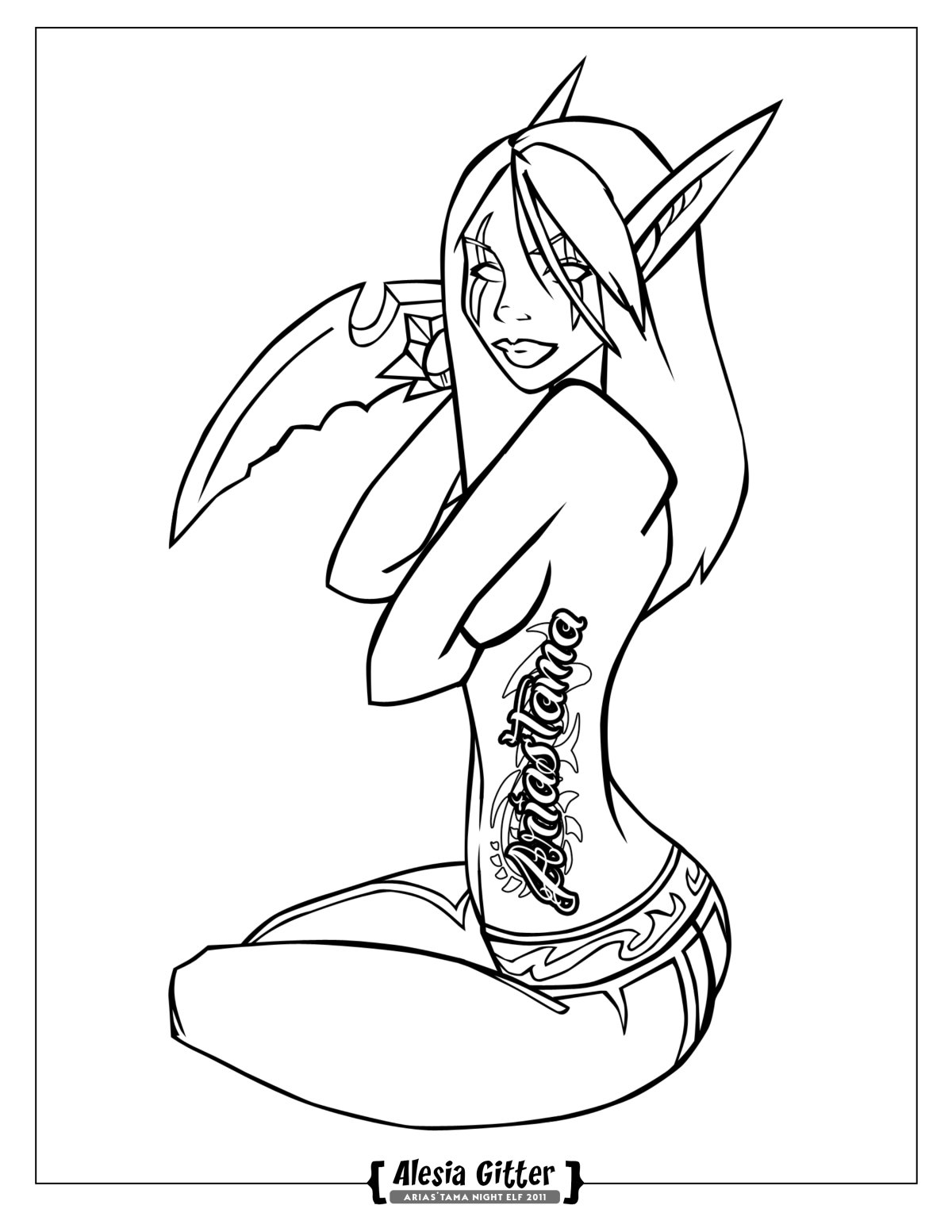 Раскраска ночной Эльф