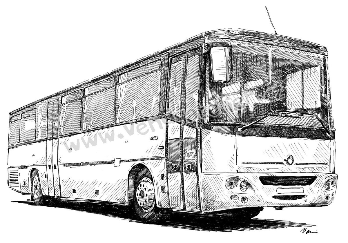 Автобус карандашом