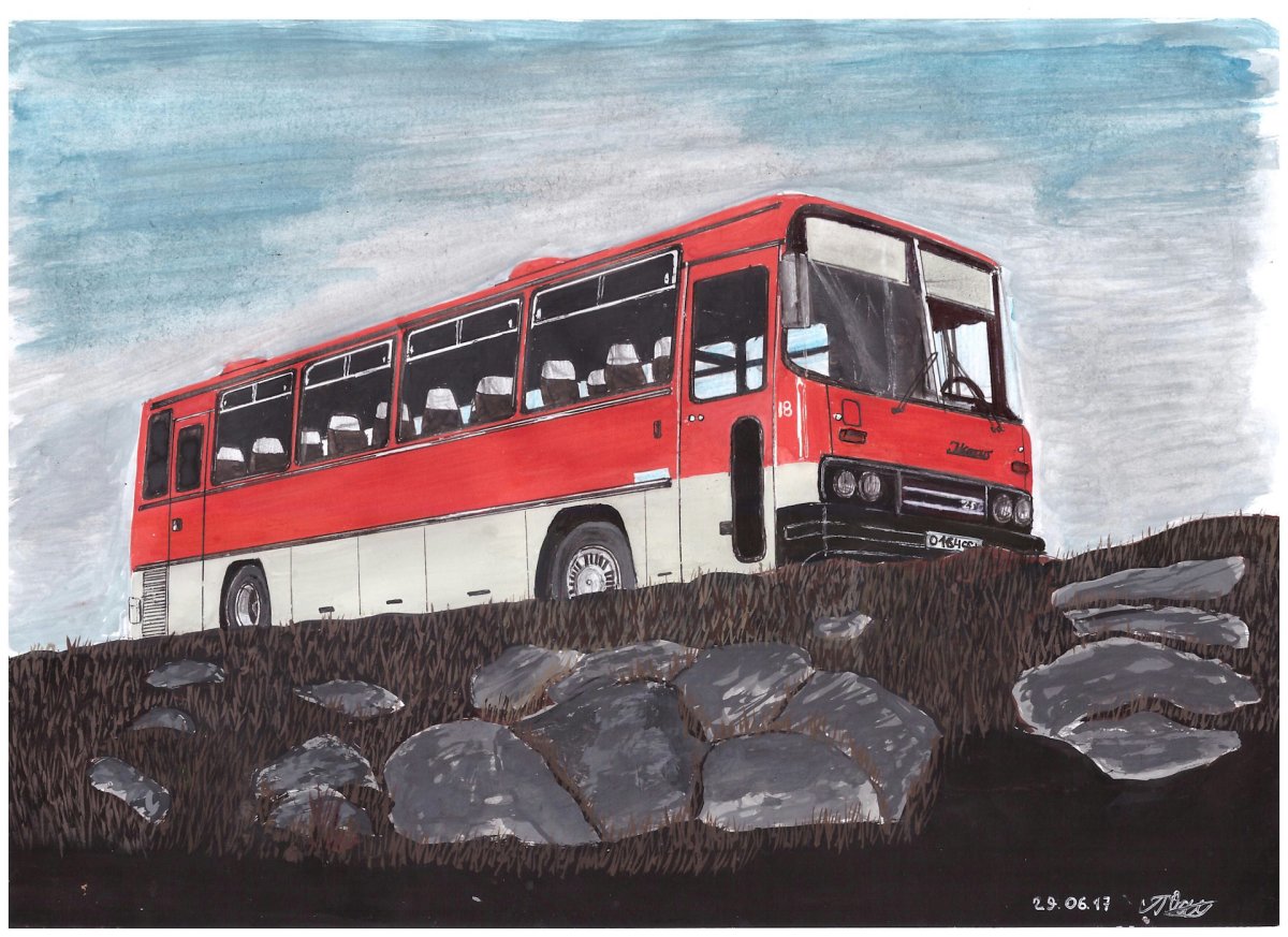 Эскиз автобуса Икарус256.54