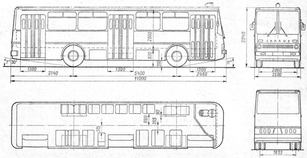 Чертеж автобуса Икарус 260