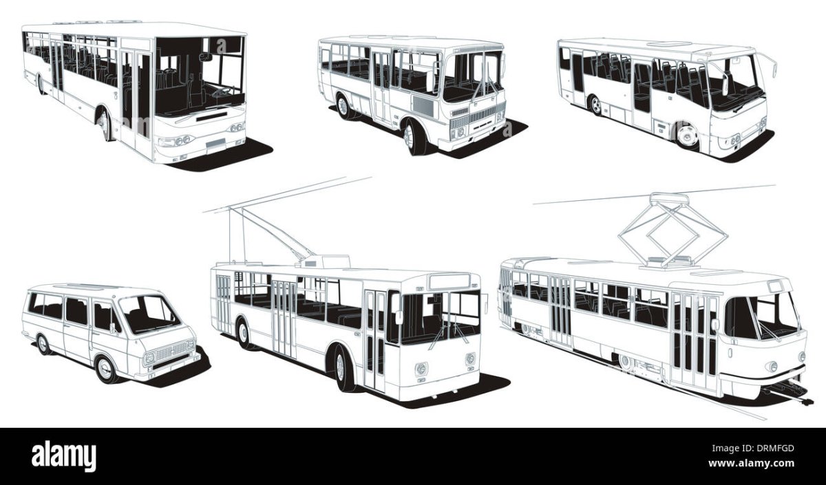 Раскраска автобус и троллейбус