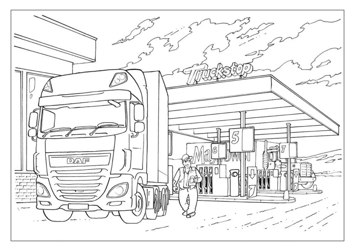 Раскраски для мальчиков дальнобойщик