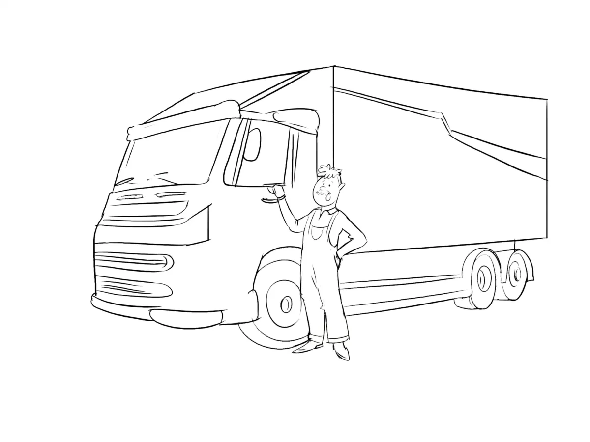 Раскраска водитель дальнобойщик