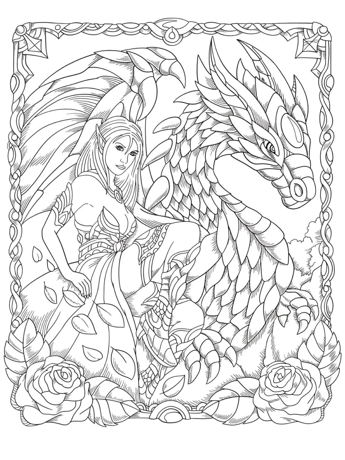 Раскраски для девочек драконы