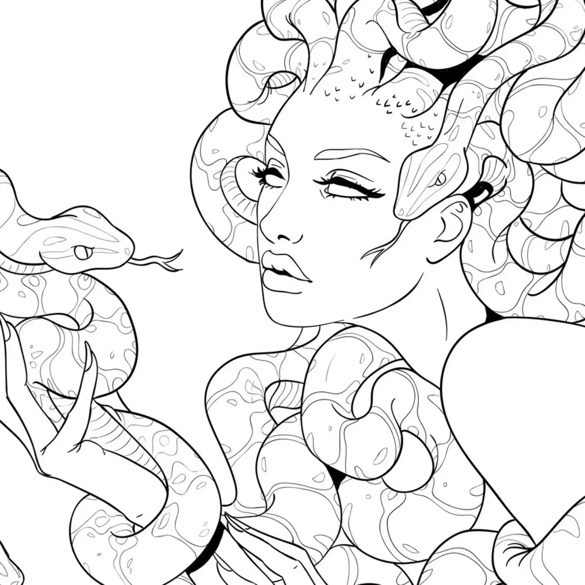 Раскраска антистресс медуза Горгона