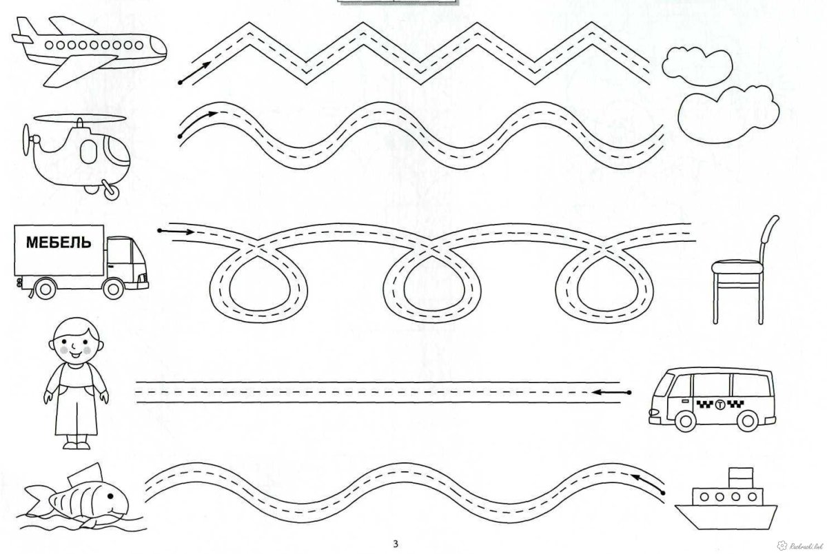 Графомоторные дорожки для малышей 2 года