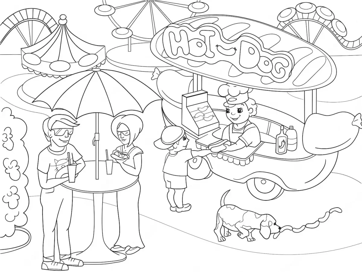 Раскраска парк аттракционов для детей