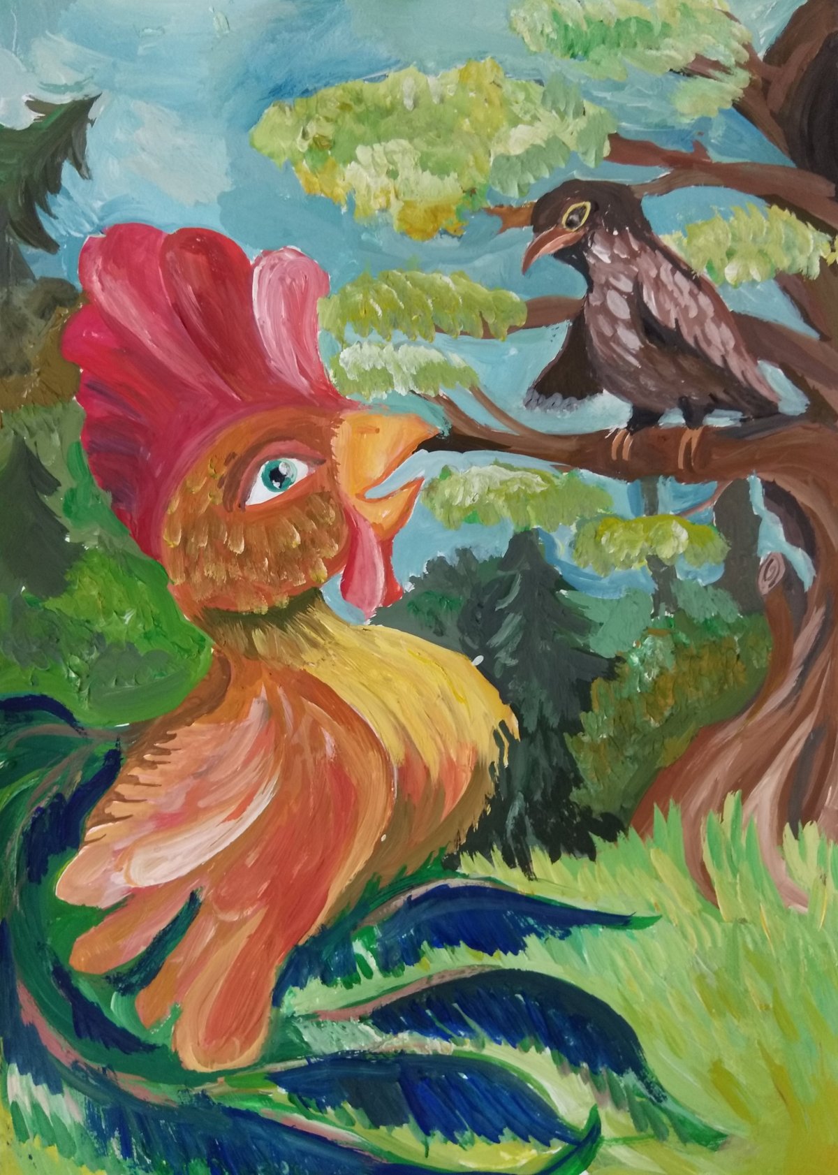 Иллюстрация к басне крылова кукушка и петух