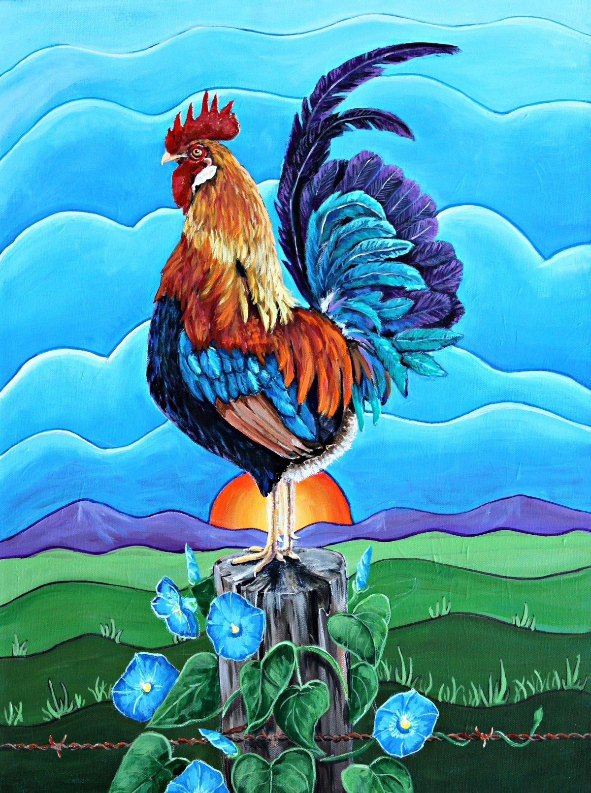 Нарисовать рисунок Кукушка и петух