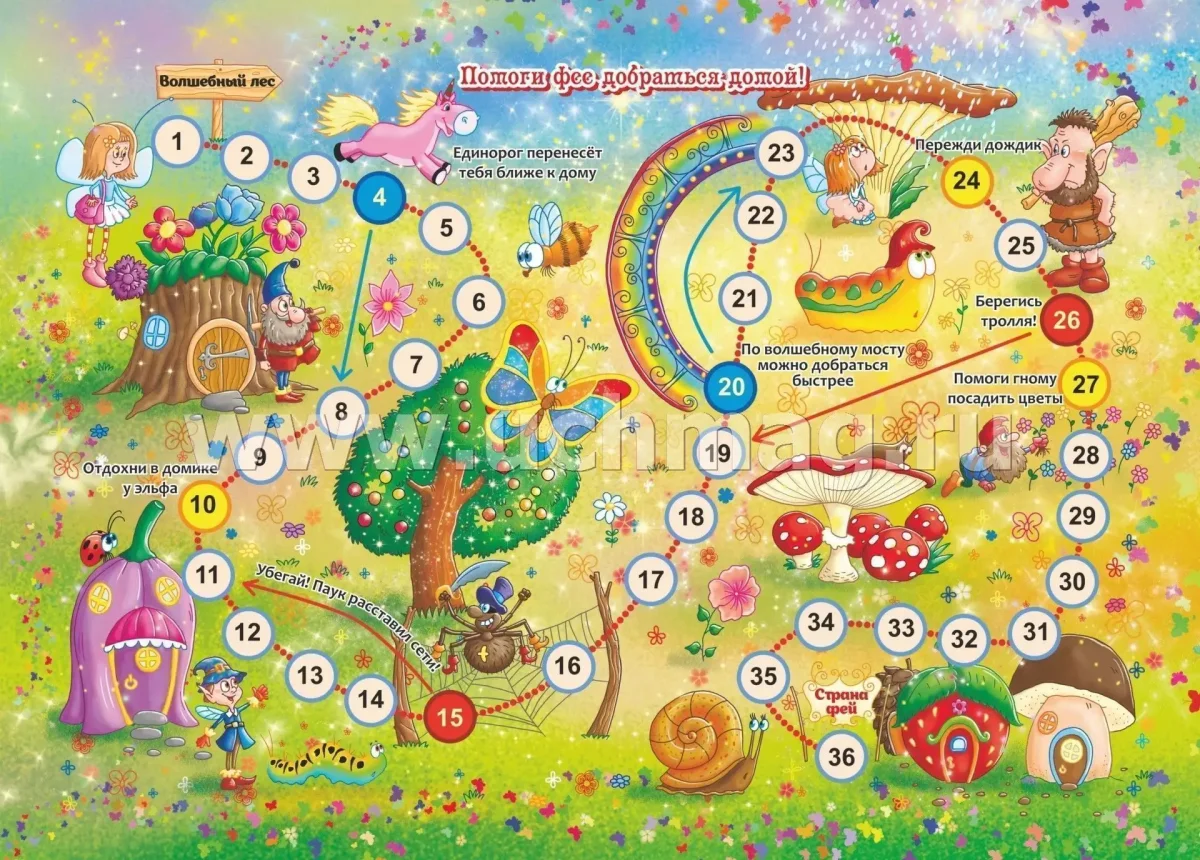 Настольная игра с кубиком и фишками