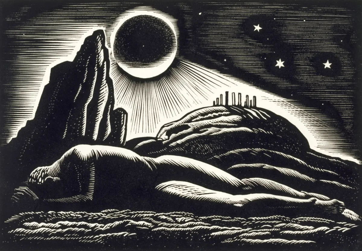 Закат офорт