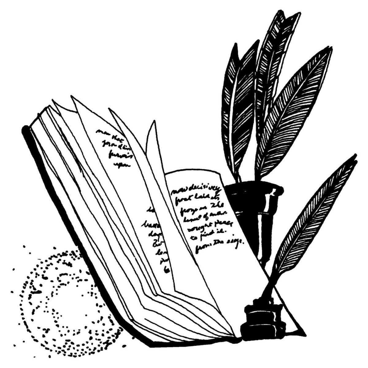 Перо и чернильница рисунок